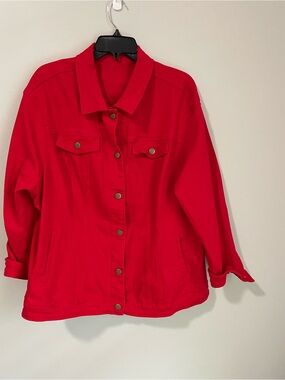Target Bright Red Women's Button-Front Jean Jacket